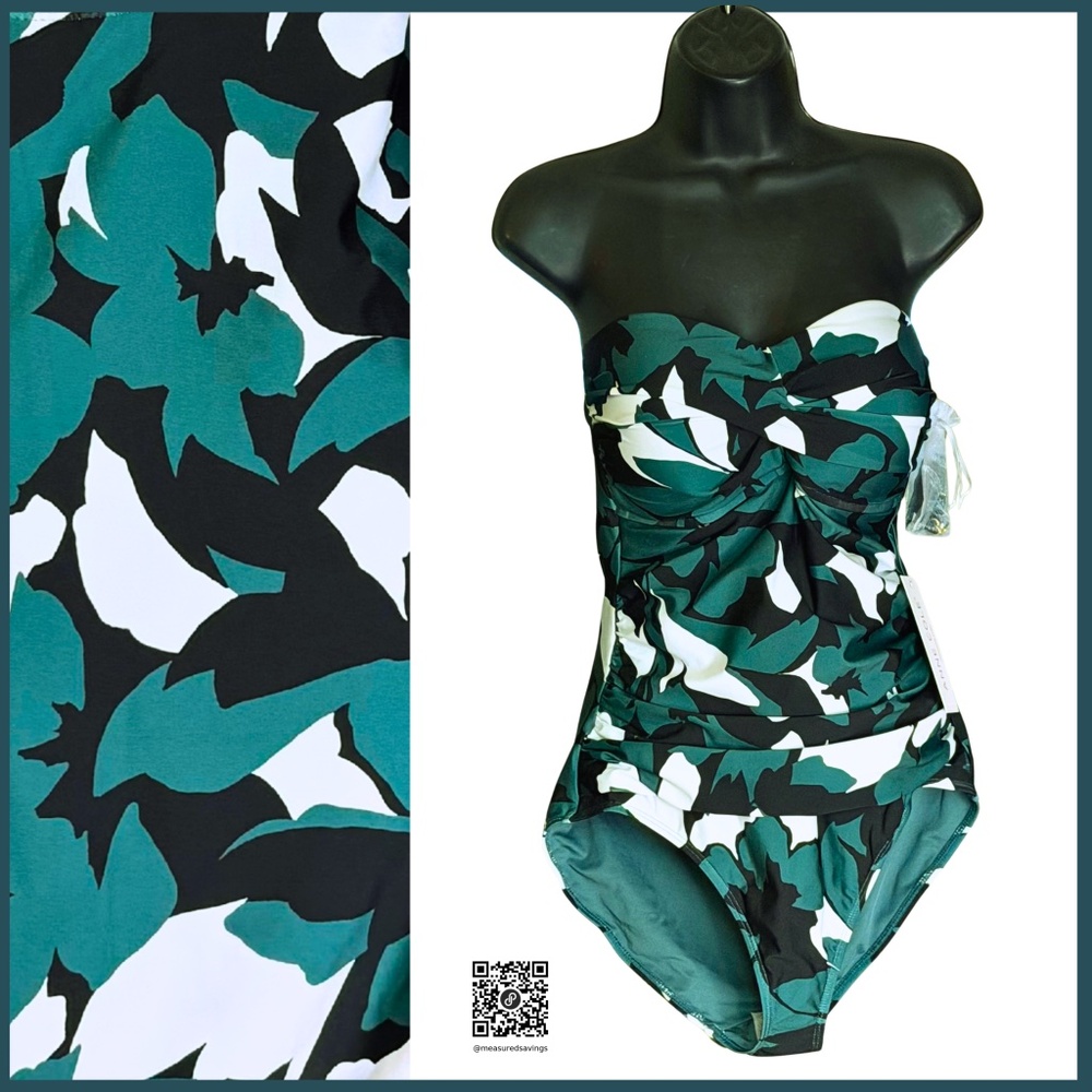 12 NWT - Anne Cole - Desert Bloom Removable Straps Shirred One Piece Swimsuit